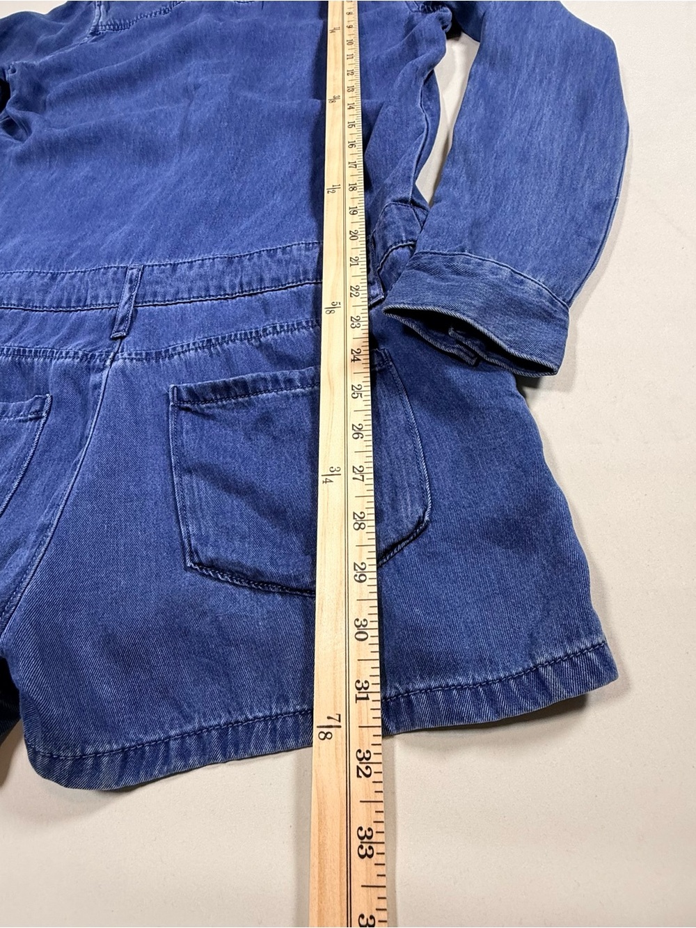 NWT PAIGE Blue Denim Arley Lace Up Long Sleeve Romper Size S - Picture 11 of 11